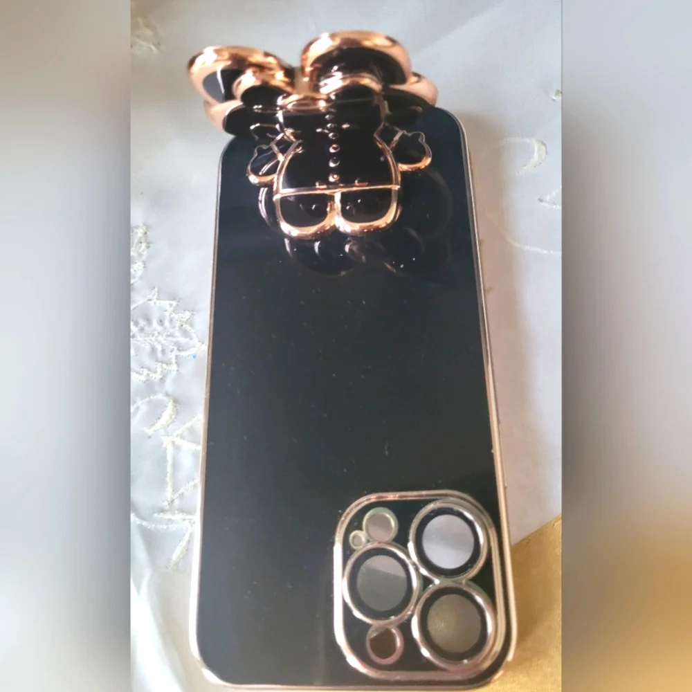 Iphone case With Mirror Black& Gold